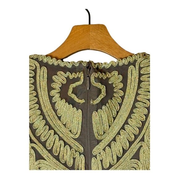 JS Collections Dress Women 6 Gold Cap Sleeve Embroidered‎ Sheath Mini Cocktail - Picture 7 of 11